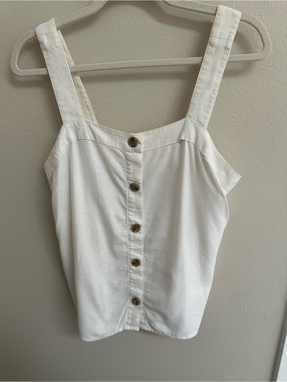 J.Crew White Button-Front Linen Tank Top, Size Small